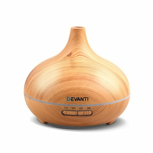 Devanti 4-in-1 Aroma Diffuser & Humidifier – 300ml | Wood Grain