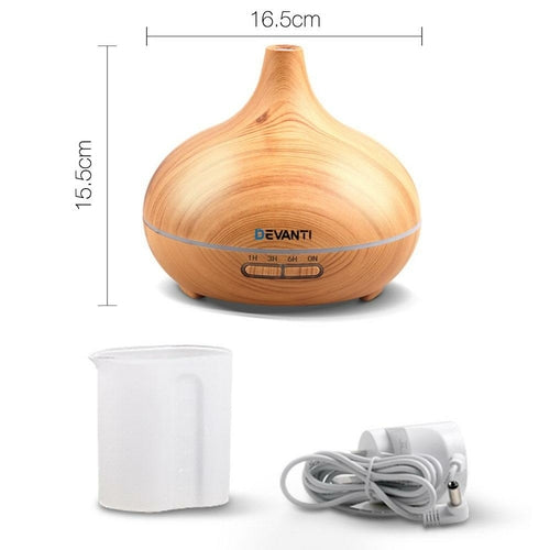 Devanti 4-in-1 Aroma Diffuser & Humidifier – 300ml | Wood Grain