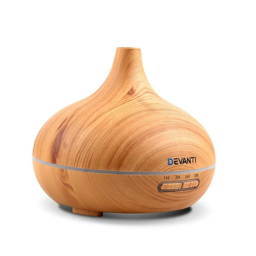 Devanti 4-in-1 Aroma Diffuser & Humidifier – 300ml | Wood Grain