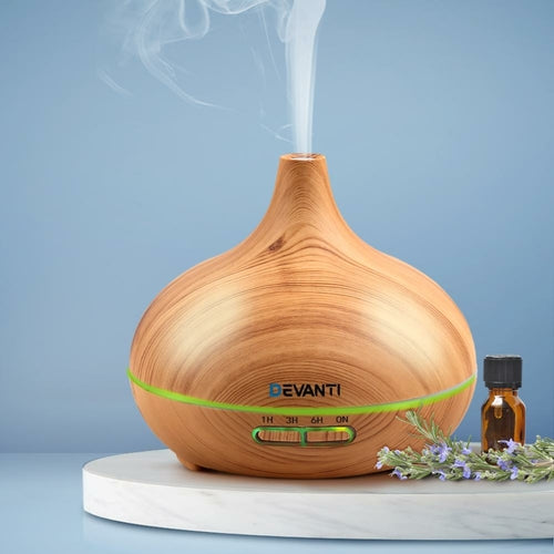 Devanti 4-in-1 Aroma Diffuser & Humidifier – 300ml | Wood Grain